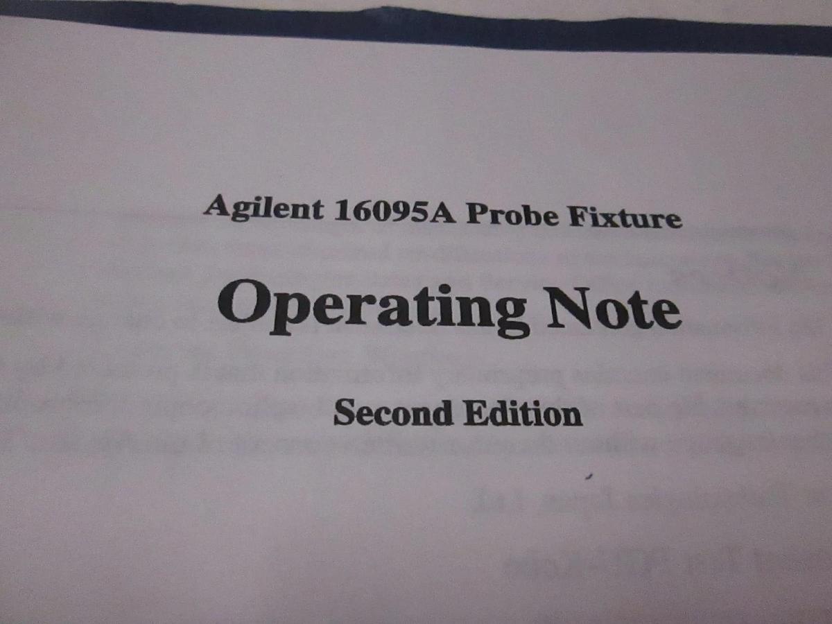 Used Agilent 16095A Probe Fixture Operating Note, Used