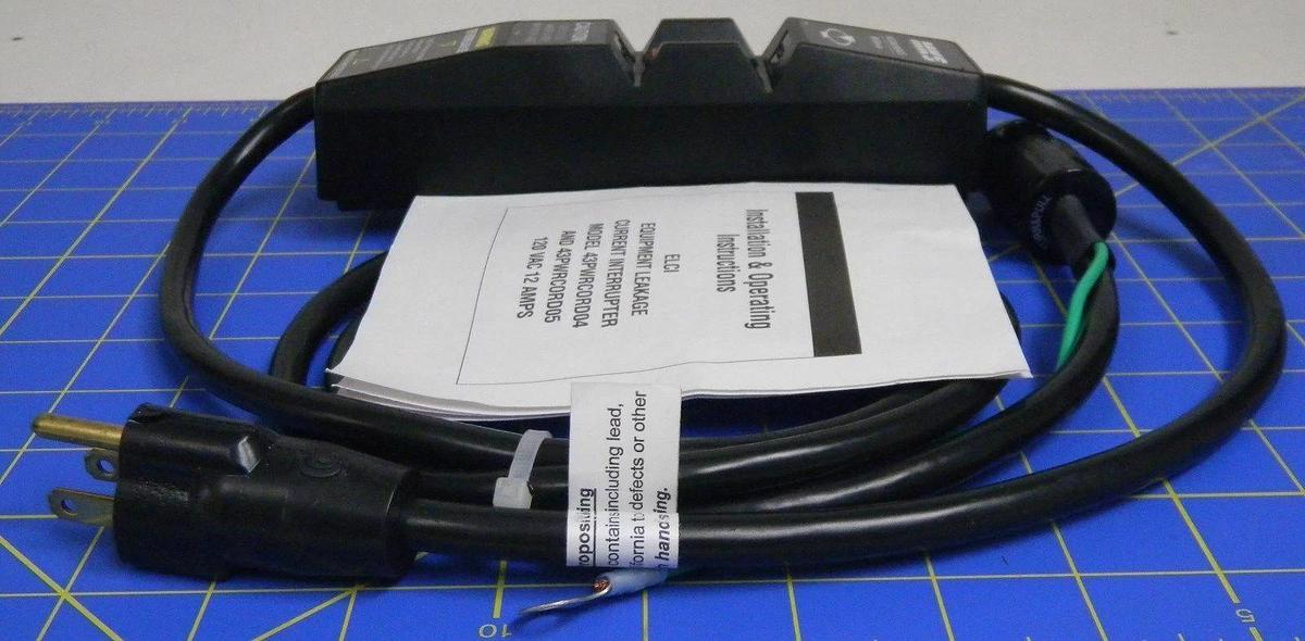 Used MKS 43PWRCORD04 Portable Equipment Leakage Current Interrupter, 6 Ft, 120VAC,12A
