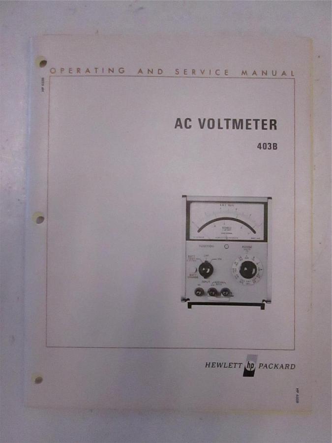 Used HP AC Voltmeter 403B Operating and Service Manual, Used