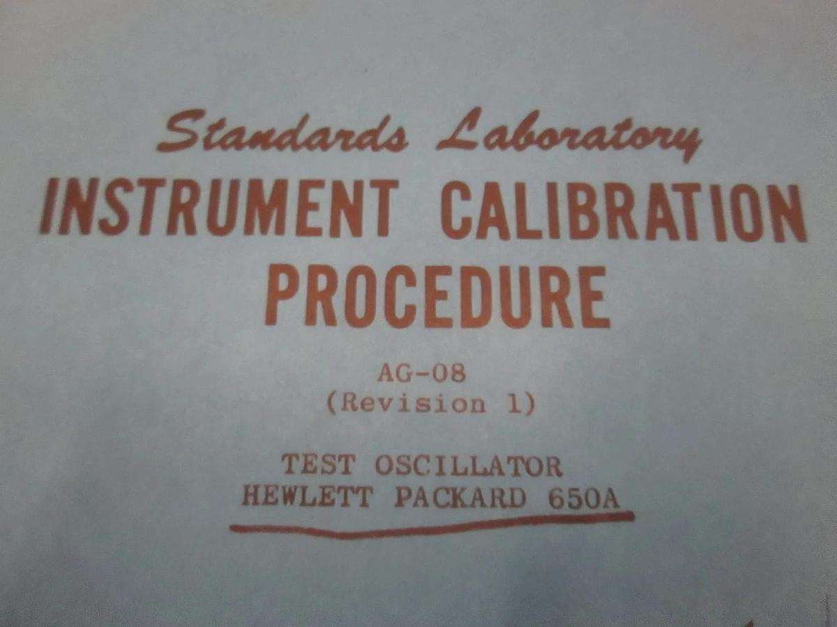 Used HP 650A Test Oscillator Instrument Calibration Procedure, Used