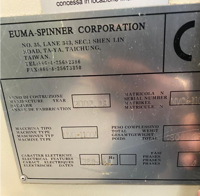 Refurbished 2002 EUMATECH/DIAMOND MVC 1100