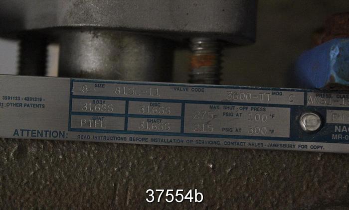 Used Jamesbury 8" Hand Operated Butterfly Valve, 8 815L 3600 TT #37554