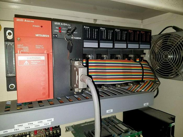Used Mitsubishi Control Panel A1SHcpu A1S61PN A15X41 5 slot + many relays + cabinet
