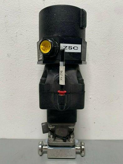 Used ITT Sherotec 3-way Stainless Steel Valve w/ 1" Sanitary Fit & Position Monitor