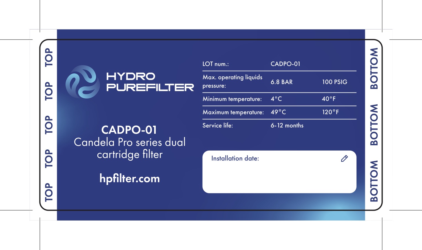 HYDRO PUREFILTER Candela Pro Series Dual Cartrige Filter