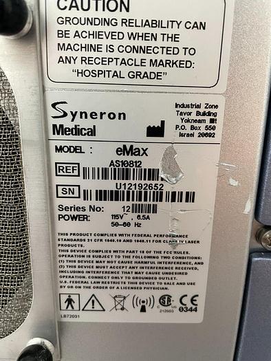 Used 2012 Syneron eMax IPL Machine - DSL, SRA, DS, and Refirme ST Applicators