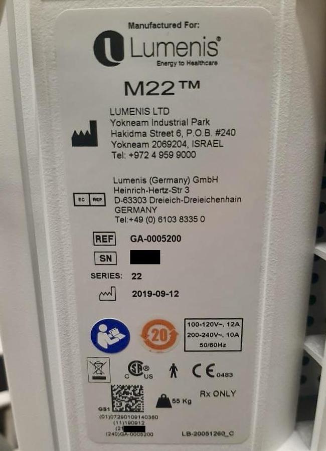 Used 2019 LUMENIS M22 (IPL, ResurFX, and Nd:YAG)