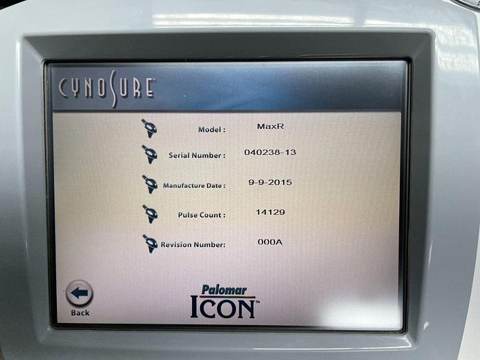 Used 2015 Cynosure (Palomar) Icon with 1540 (XD and XF), MaxG, MaxR, MaxYs