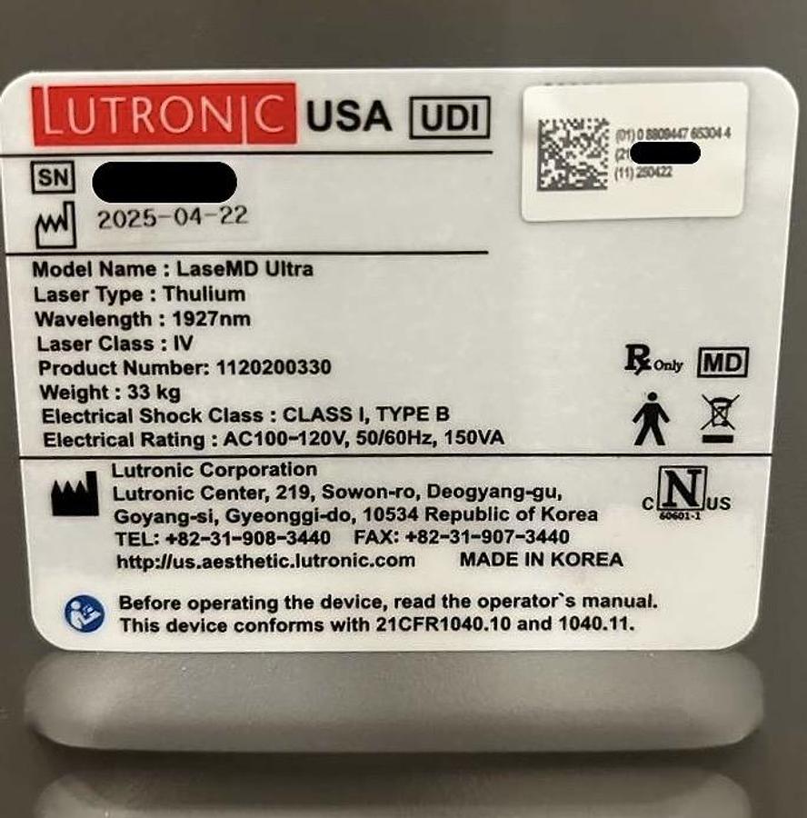 Used 2022 Lutronic LaseMD Ultra