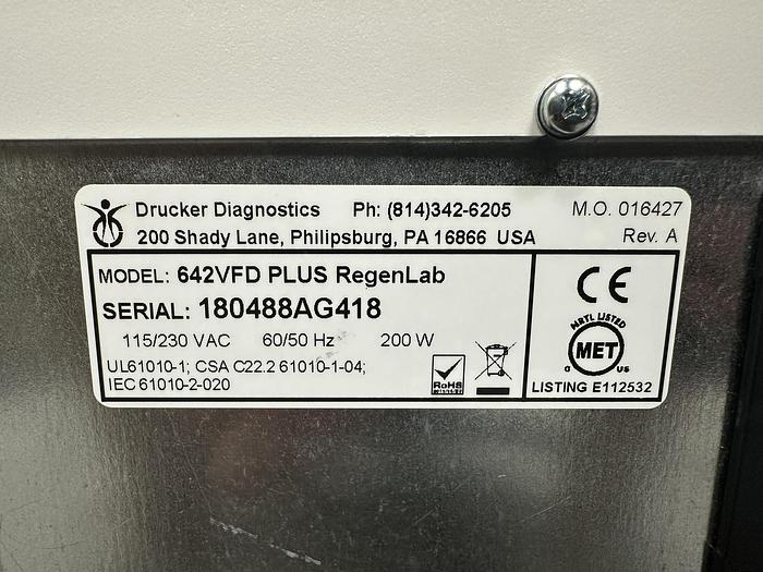 Used Drucker Diagnostics 642VFD PLUS RegenLab Centrifuge
