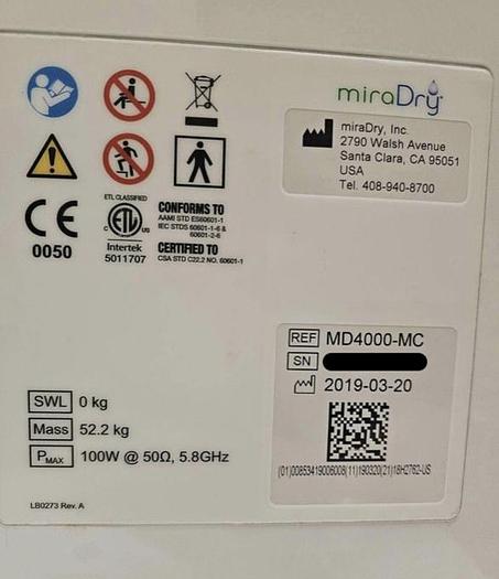 Used 2019 MiraDry Inc. MiraDry- MD4000-MC