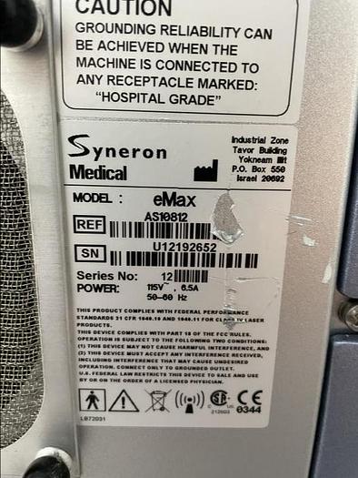 Used Used SYNERON Elos eMax2012 Syneron eMax- DSL, SRA, DS, and ST