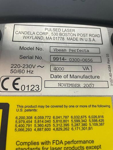 Used 2007 Candela Vbeam Perfecta/ V Beam Perfecta