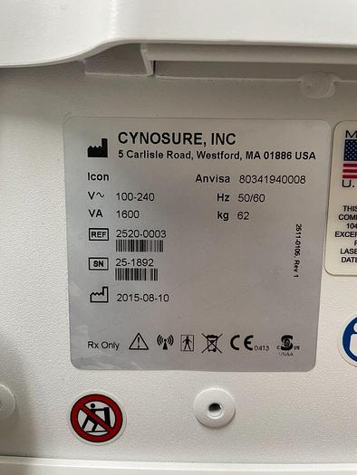 Used 2015 Cynosure (Palomar) Icon with 1540 (XD and XF), MaxG, MaxR, MaxYs