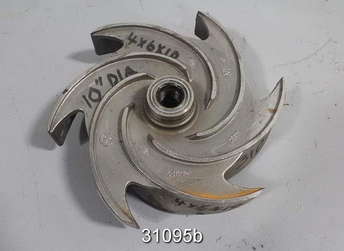 Used Goulds 3196 4x6x10 6 Vane Pump Impeller #31095