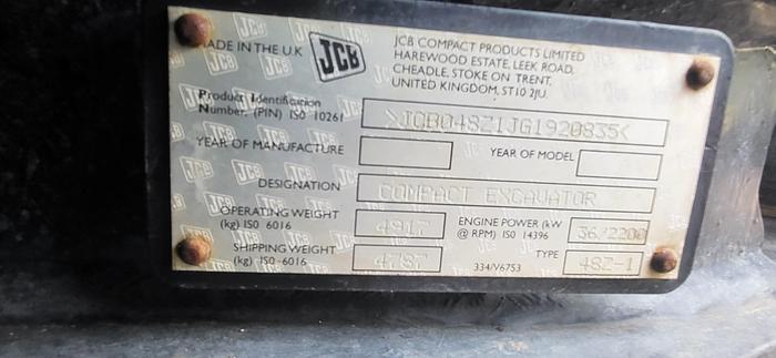 Used 2017 JCB 48-Z 1 mini excavator