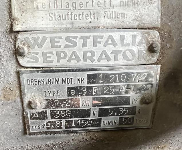 Used Westfalia ZmDD 1256 centrifugal mixer unit