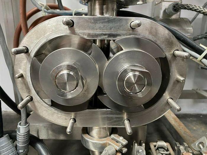 Used Millipore TFF Skid w/ Waukesha 030 Pump & 80L Jacketed Vessel w/ Controller