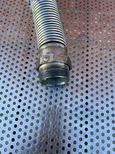 Used Stainless Steel   Flexible Vacuum 30" Hose w/ 3" Vacuum Fitting to 2" Threaded