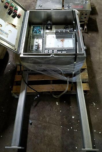 Used Saginaw SCE 30x36x10 SS Stainless Steel Electrical Enclosure on legs.