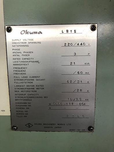 Used 1988 OKUMA LB15 BB CNC Lathe