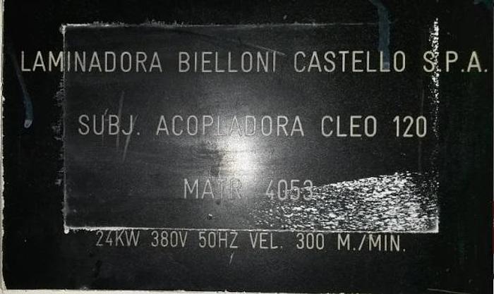 Used (assembled but no longer visible in production) BIELLONI CLEO 120 - solventless duplex laminator (year 1998)