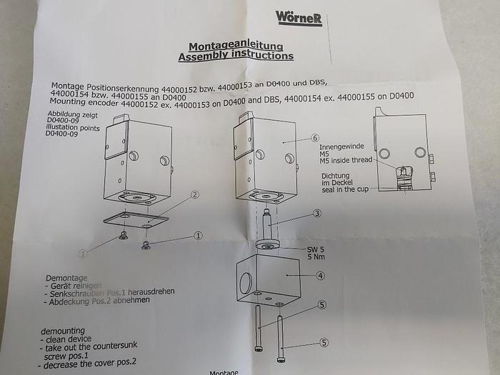 5 Stück Positionserkennung 9 Hub für Vereinzeler D0-400, 44000152, Wörner,  neu