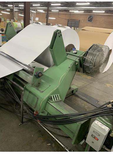 Used 72" WIDE POWELL SHAFTLESS FLOOR PICK UP UNWIND STAND - PENDING SALE