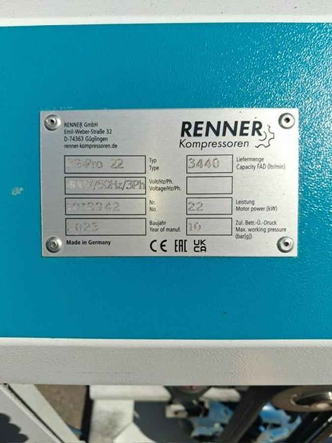 Gebraucht Renner RS Pro 22 Schraubenkompressor mit Kältetrockner