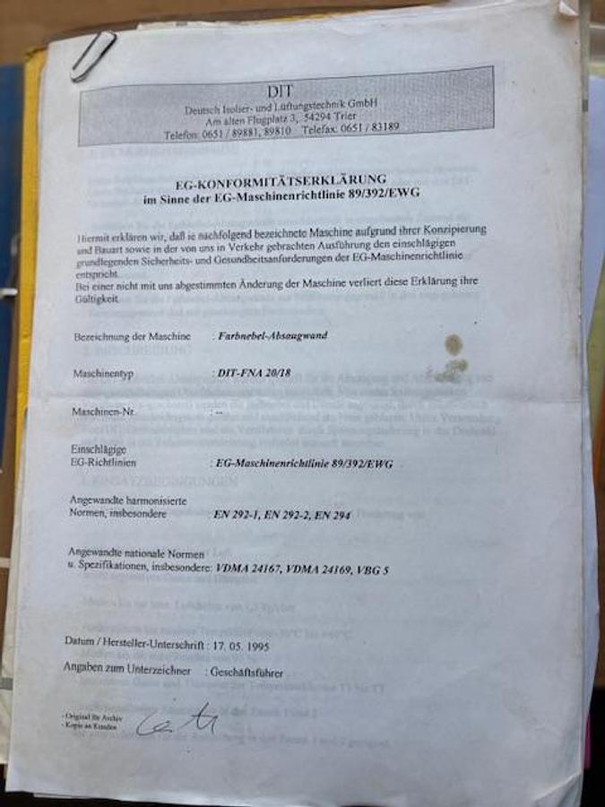 Gebraucht Farbnebelabsaugung DIT-FNA 20/18