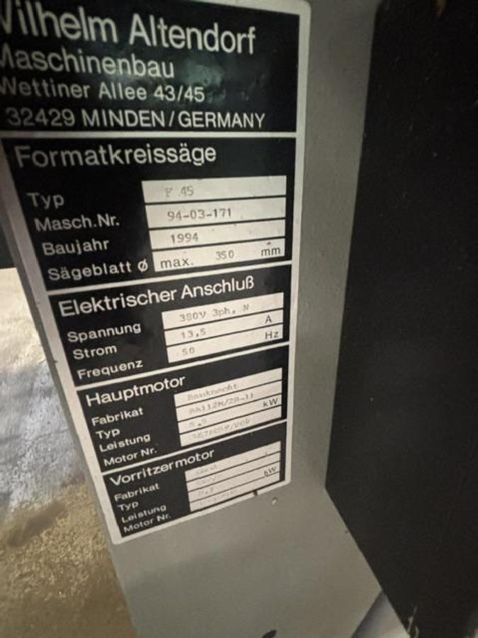 Gebraucht Altendorf F45 Formatkreissäge