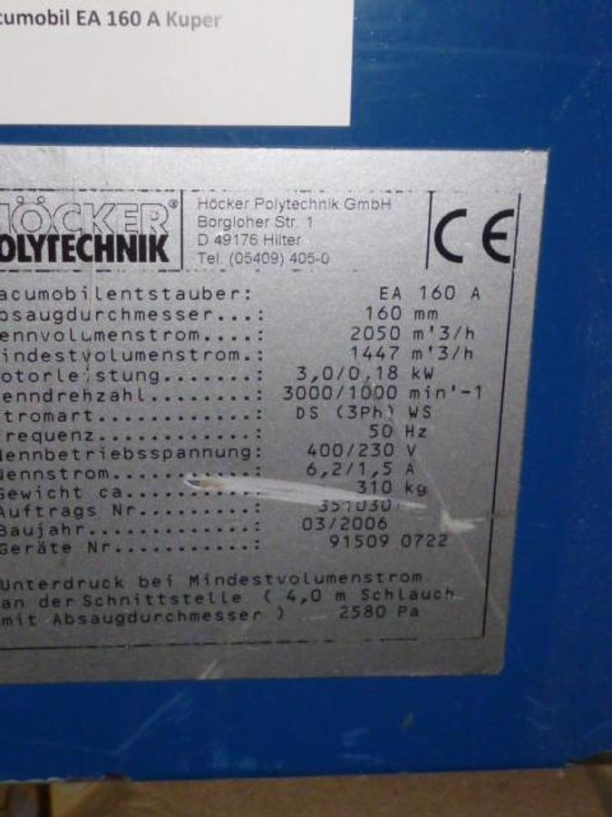 Gebraucht Höcker Absaugung / Mobiler Entstauber 