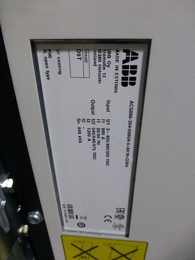 Used ABB DRIVE SYSTEM ACS880 (UNUSED NEW SURPLUS) MANUFACTURED 2018 SECTION 2 OF 4 - PENDING