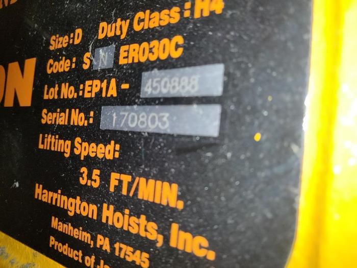 Used HARRINGTON SIZE D 3 TON HOIST