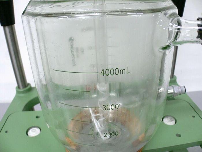 Used Chemglass 5 Liter Jacketed Glass Reactor w/ Chemglass Digital overhead Stirrer