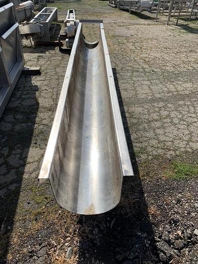 Used Stainless Steel Auger Screw Trough 12' Long x 13" Wide x 13" Deep