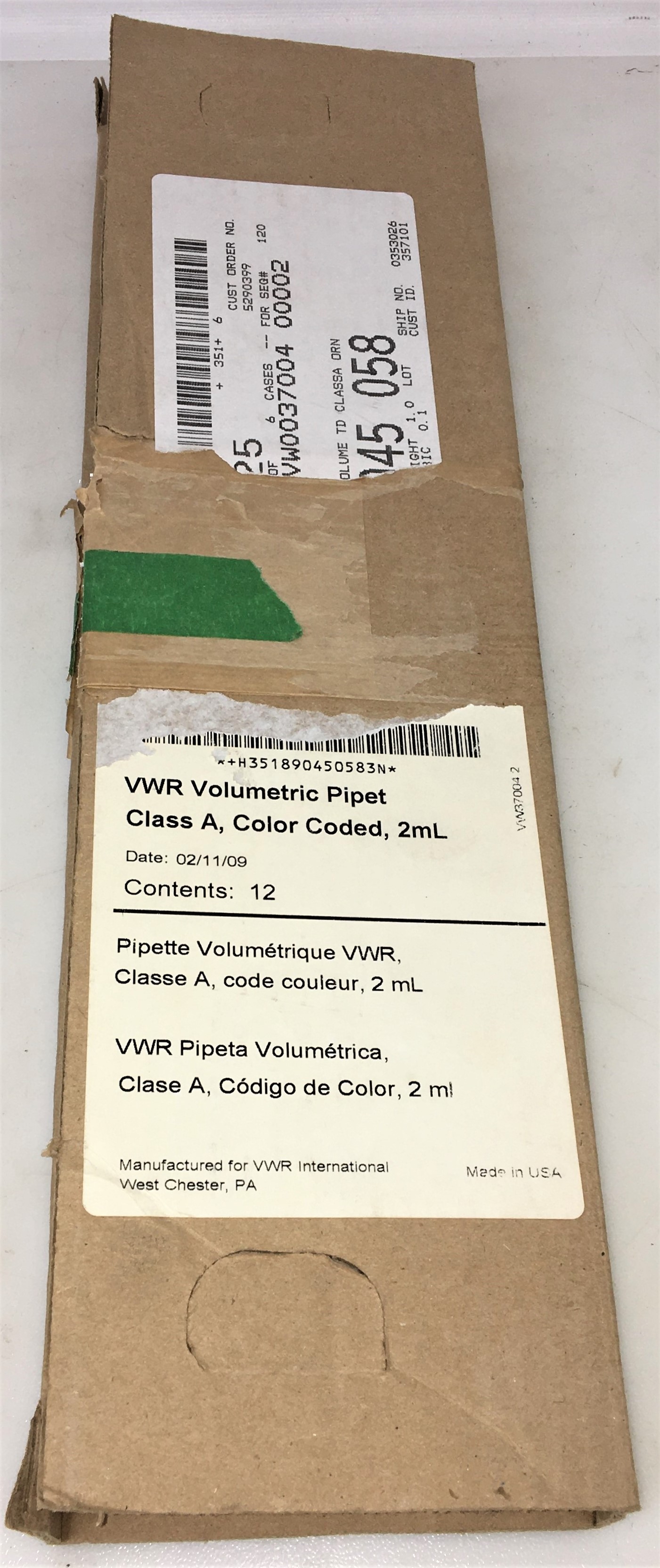 New Open Box Kimble 37004-2 KIMAX-51 Volumetric Pipet, Class A - 2mL (Pack of 6)