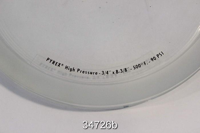 Used Pyrex Annular Sight Glass, High Pressure, 3/4"x8-3/8", 500F, 90 PSI #34726