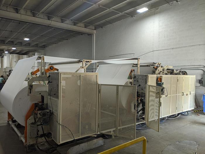 Used 91" WIDE 1992 PERINI 813 BATHROOM TISSE/KITCHEN TOWEL CONVERTING LINE