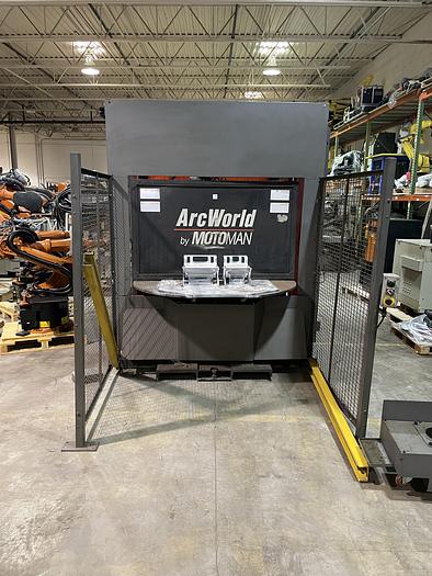 Used MOTOMAN ARCWORLD WELD CELL W/ INDEX TABLE AND UP6 ROBOT WITH XRC CONTROL