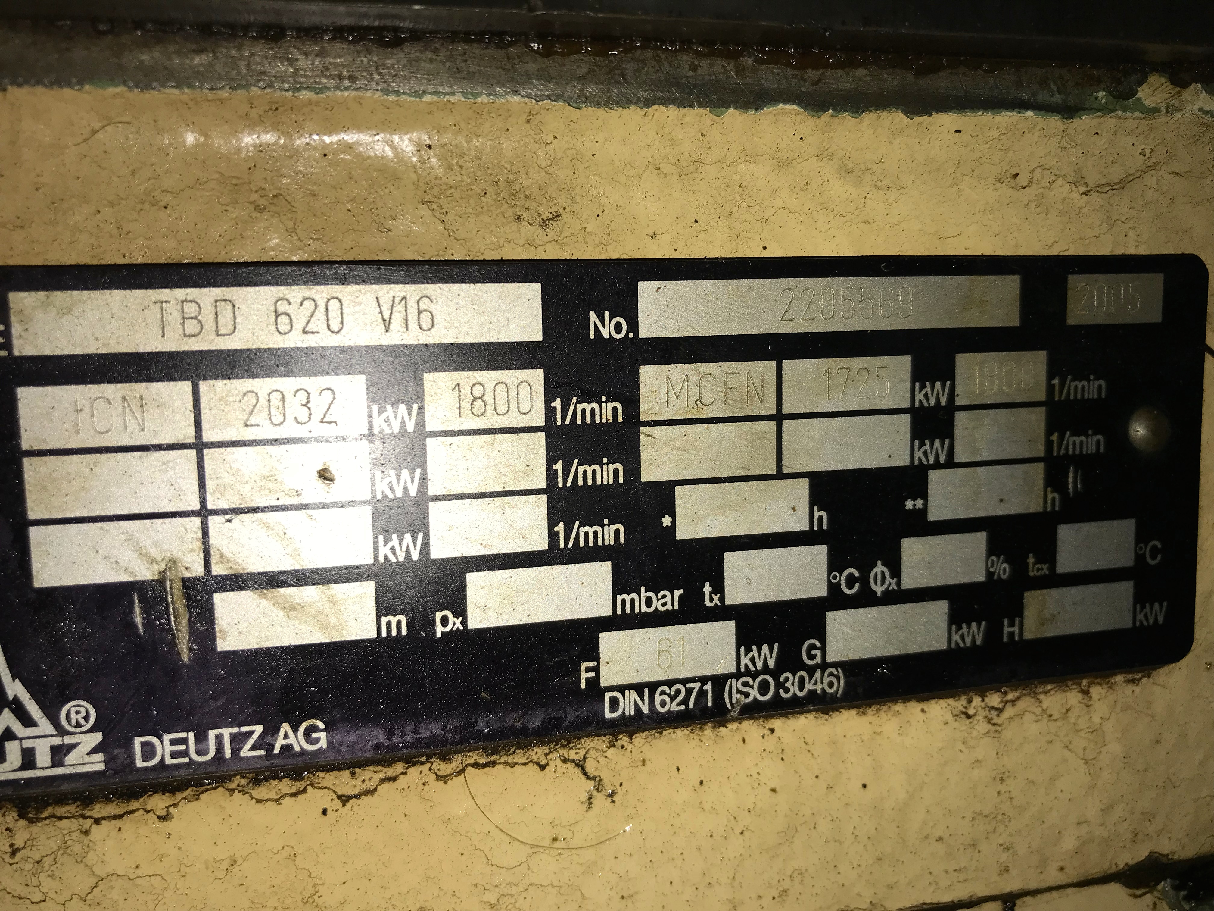 Used 2005 DEUTZ TBD 620-V16