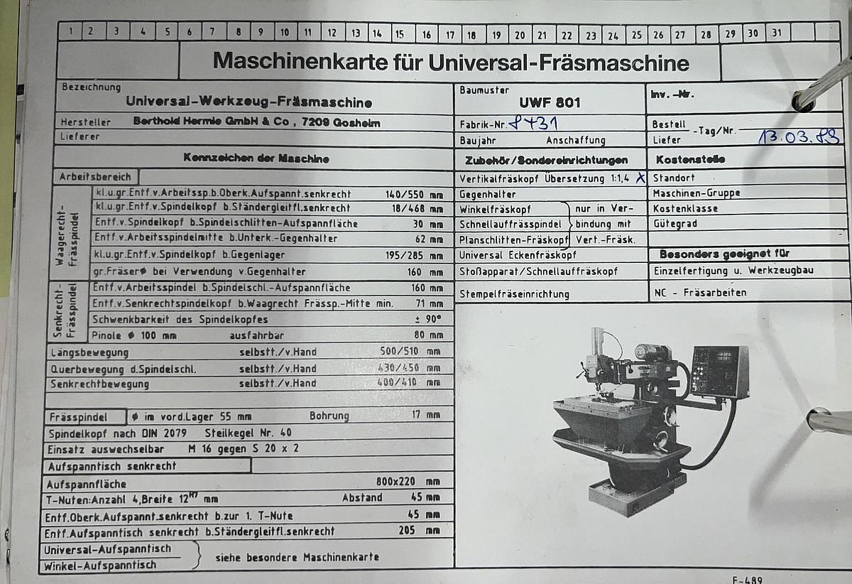Gebraucht Fräsmaschine Hermle UWF801