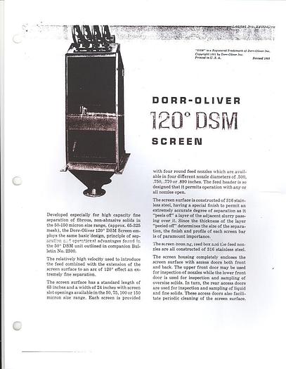 Used Dorr Oliver DSM Single Bank Screen #30833
