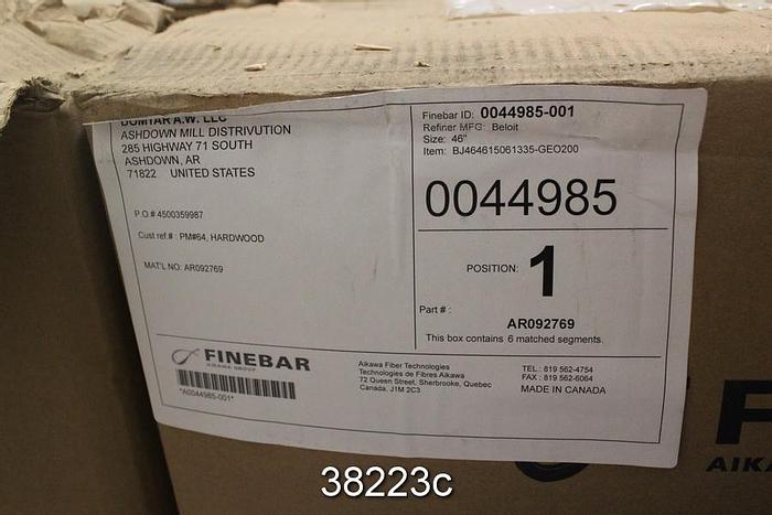 Unused Beloit DD4000 46" Refiner Plate Set, 4 Positions, 6 Segments Each #38223