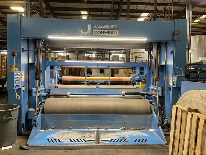 Used 110" (2800mm) JAGENBERG CONWIND II TWO DRUM SLITTER REWINDER 60" DIAMETER