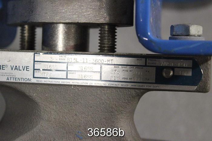 Used Neles Jamesbury 3" Hand Operated Wafer Sphere Butterfly Valve, 815L-11-3600 MT #36586