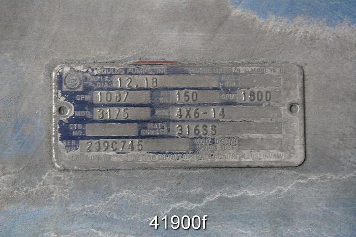 Used Goulds 3175 4x6x14 Pump, SS Casing, 5-Vane SS Impeller #41900