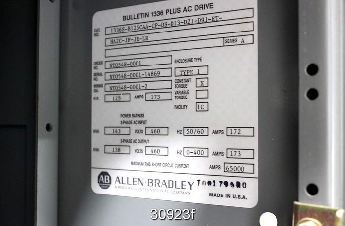 Used Allen Bradley 1336 Plus Adjustable Frequency Drive #30923