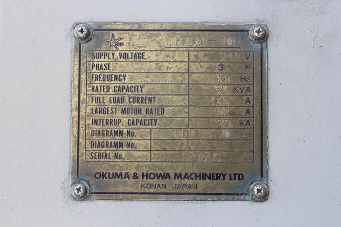 Used 1996 Okuma and Howa Millac 40H Horizontal Machining Center | 22"X, 24"Y, 22"Z