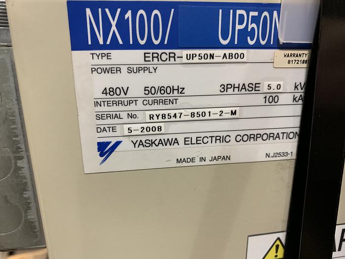 Used MOTOMAN UP50N (HP50) 50KG X 2046MM REACH 6 AXIS CNC ROBOT WITH NX100 CONTROL